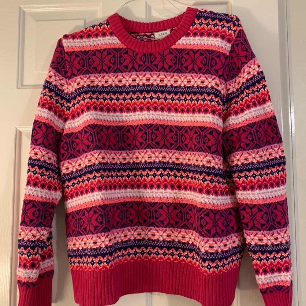 J Crew Factory cotton fair isle sweater, size xl